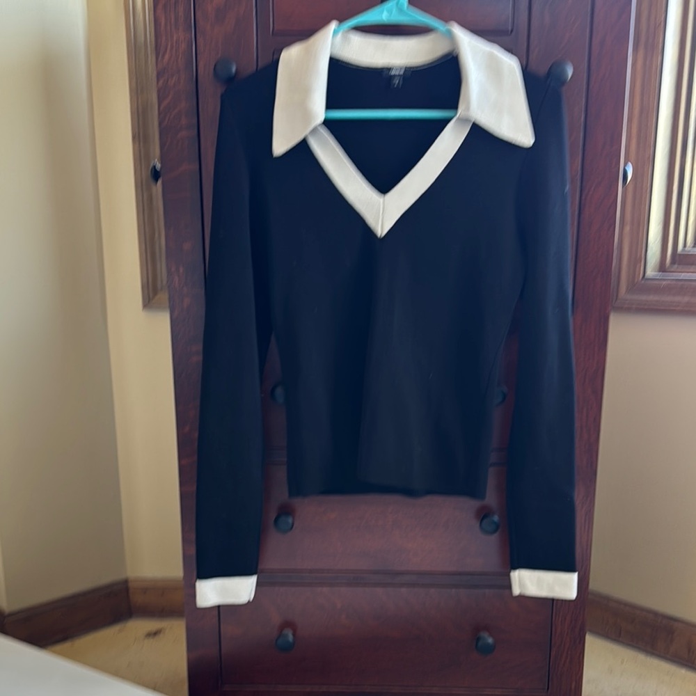 Black and White Collared Sweater